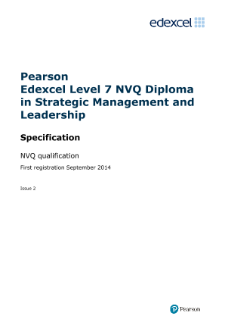 Pearson Edexcel Level 7 NVQ Diploma in Strategic Management and Leadership (QCF)